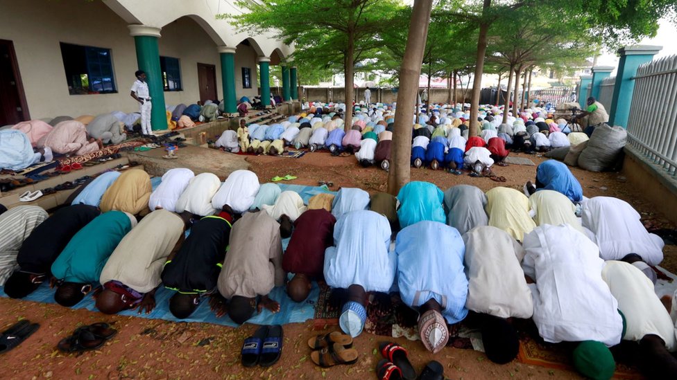 Muslims for Nigeria perform Eid prayer after di lockdown sake of coronavirus disease (COVID-19) for Nasarawa, Nigeria May 24, 2020.