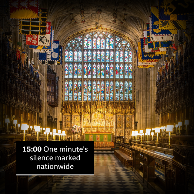 At 15:00BST there will be one minute's silence