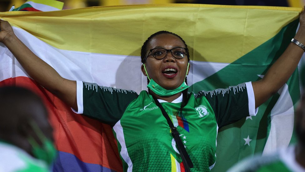 A Comoros fan at the Africa Cup of Nations