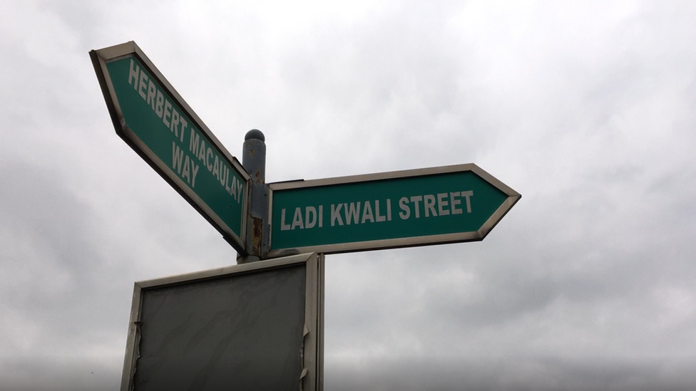 road sign wit Ladi Kwali name