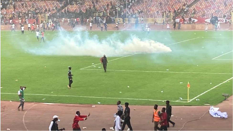 Stadium police fire teargas