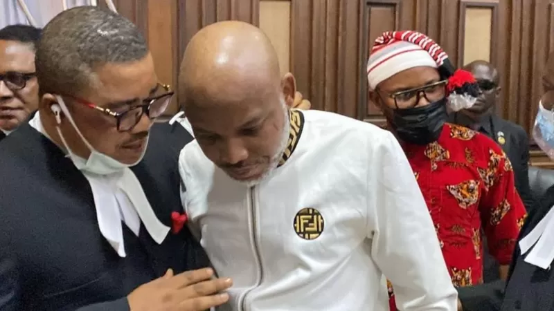 Lawyer Ifeanyi Ejiofor and im client Nnamdi Kanu for court