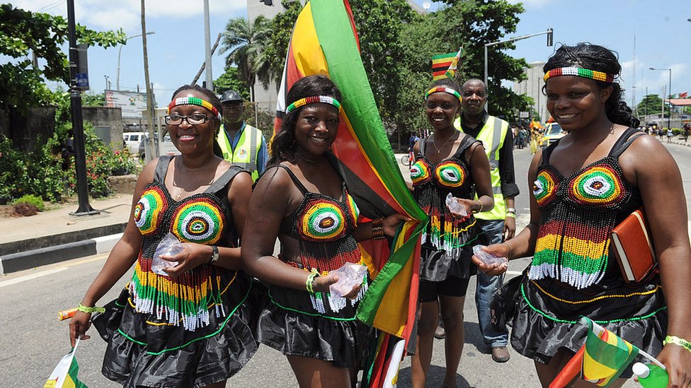 Zimbabwean contingent parade during the yearly Lagos carnival in April 1, 2013