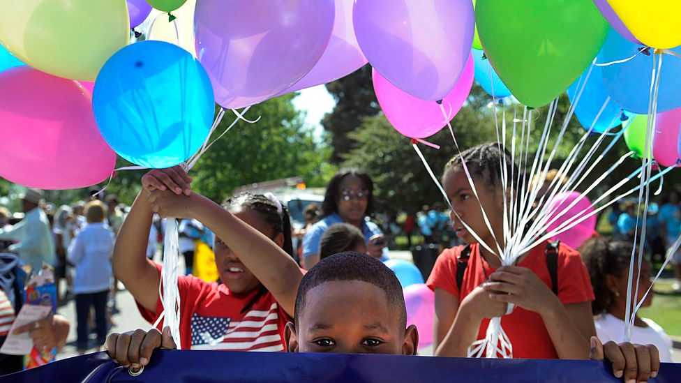 Children taking part in a Juneteenth celebration in 2019
