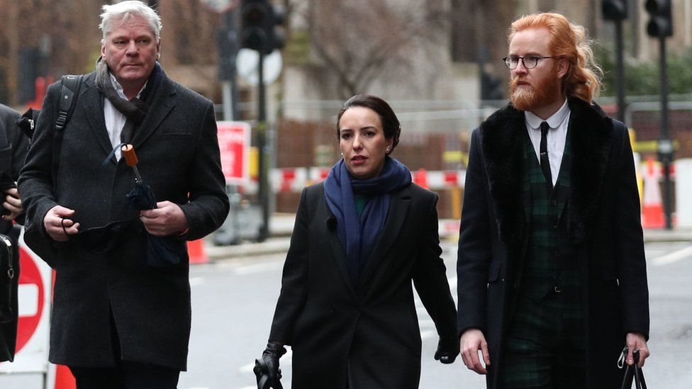 Julian Assange partner, Stella Moris, and WikiLeaks spokesman Kristinn Hrafnsson (left) arrive at the Old Bailey