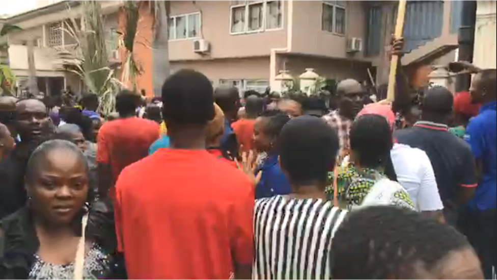 Protesters for Enugu Bishop house