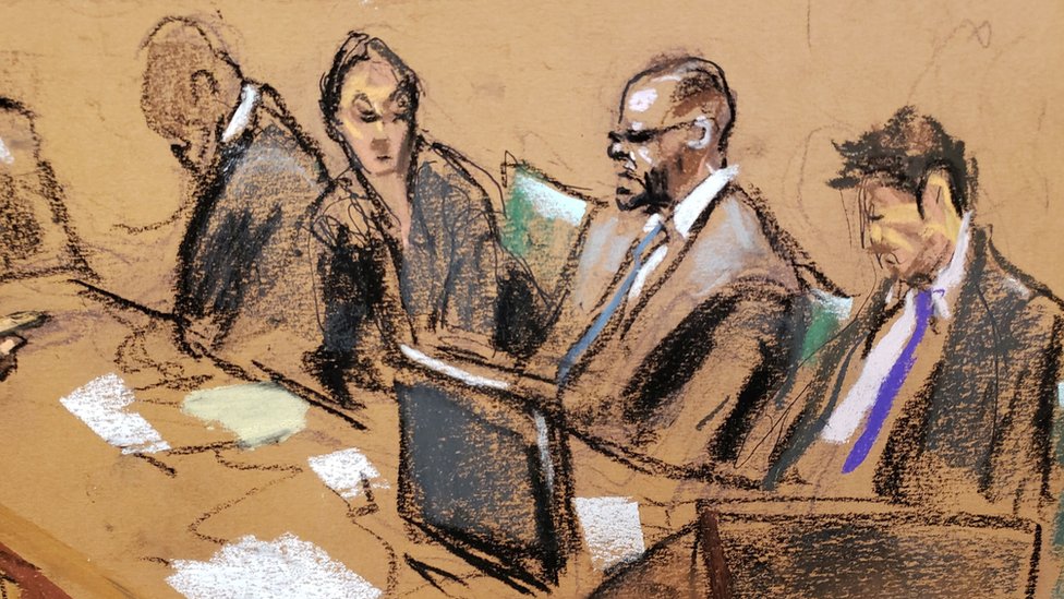 One courtroom sketch of R Kelly for New York court as im trial begin