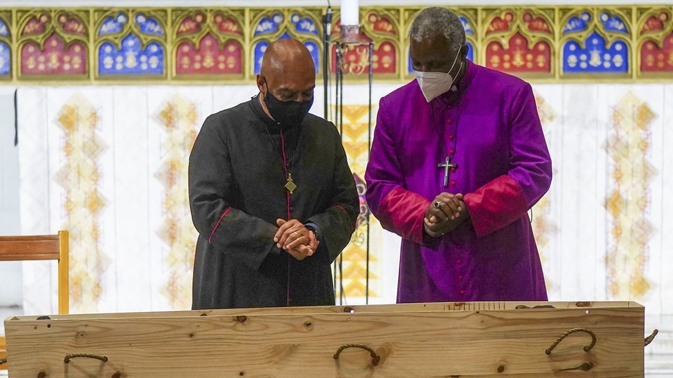 Desmond Tutu coffin: South African priest Archbishop Desmond Tutu funeral images