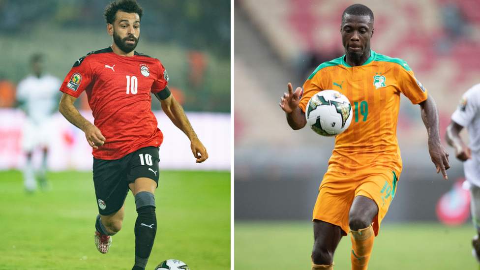Egypt forward Mo Salah and Nicola Pepe of Ivory Coast