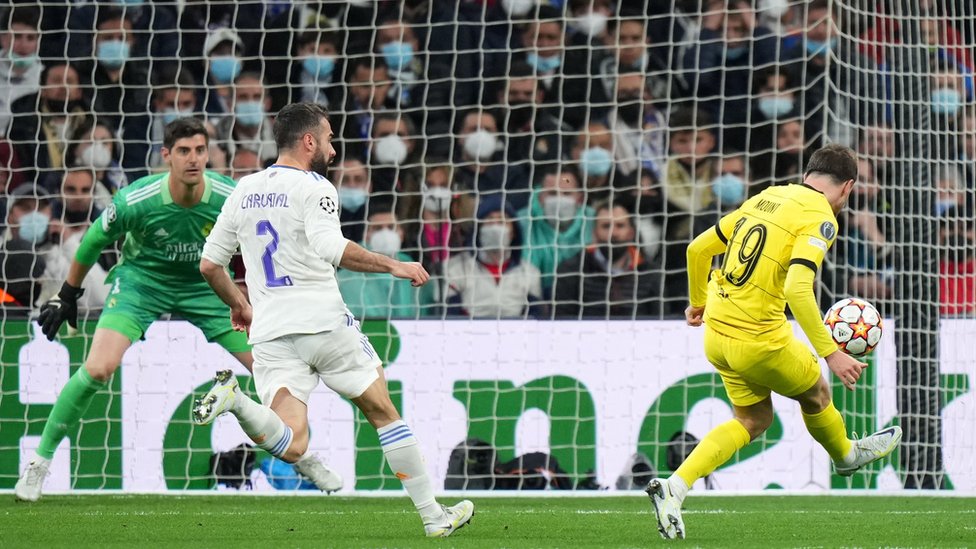 Chelsea's Mason Mount (right) scores against Real Madrid