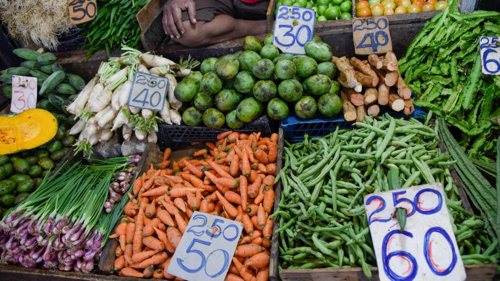 Vegetable prices in the Nugegoda retail vegetable market near Colombo, Sri Lanka. December 16, 2021