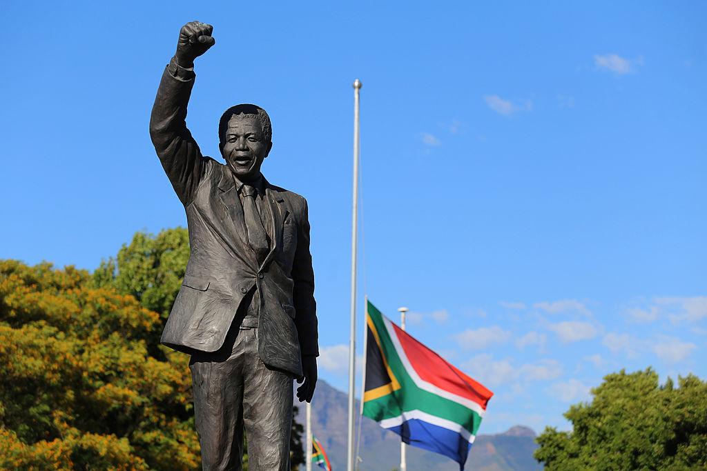 Statue of late Nelson Mandela outside Victor Verster Prison for Paarl, Western Cape, on December 9, 2013. 