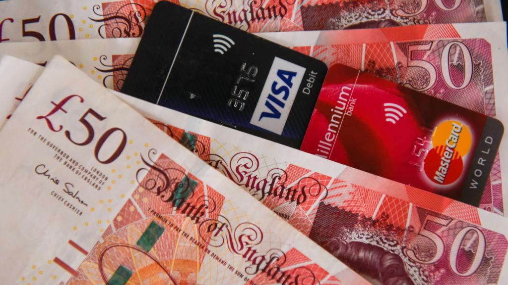 Visa and MasterCard with £50 notes