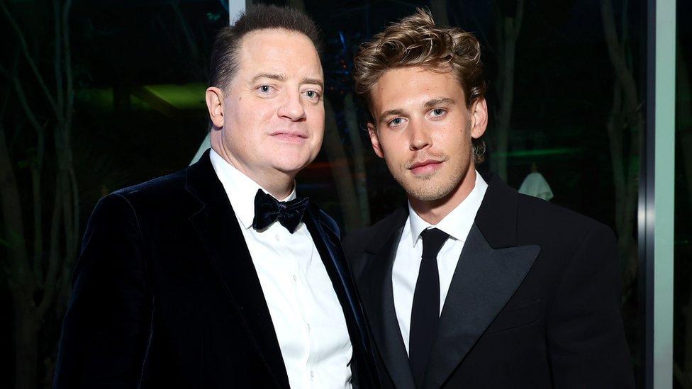  Brendan Fraser and Austin Butler attend the 34th Annual Palm Springs International Film Awards After Party at Palm Springs Convention Center on January 05, 2023 for Palm Springs, California