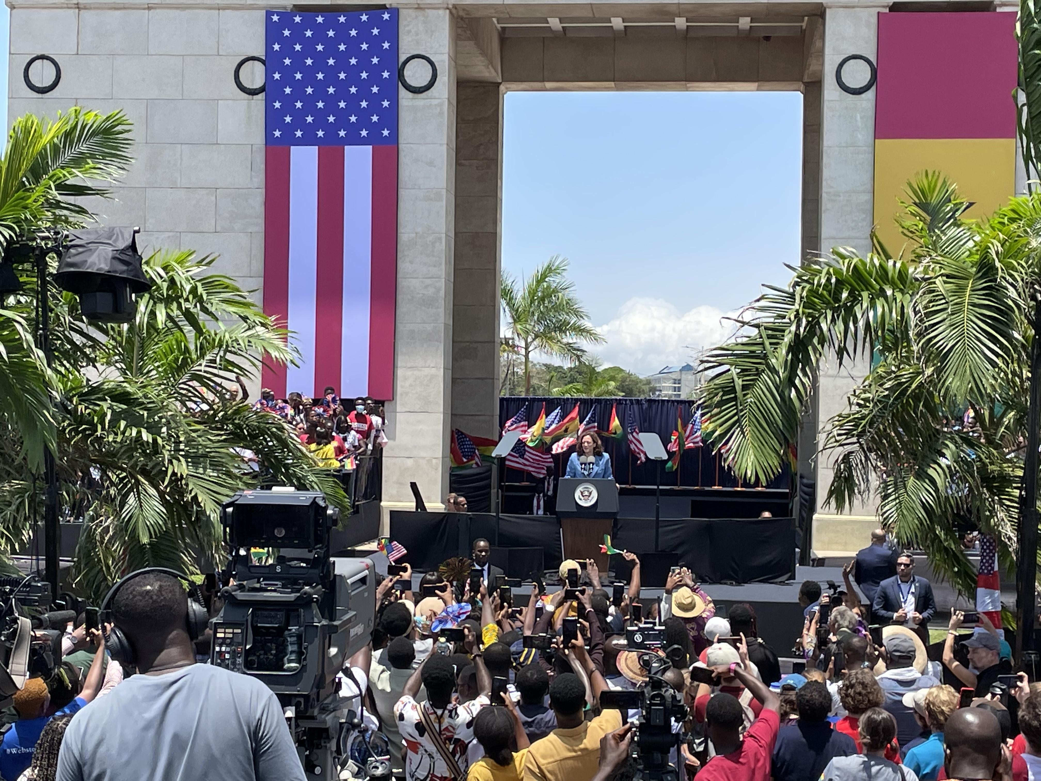 US Vice President Kamala Harris dey Black Star Square 