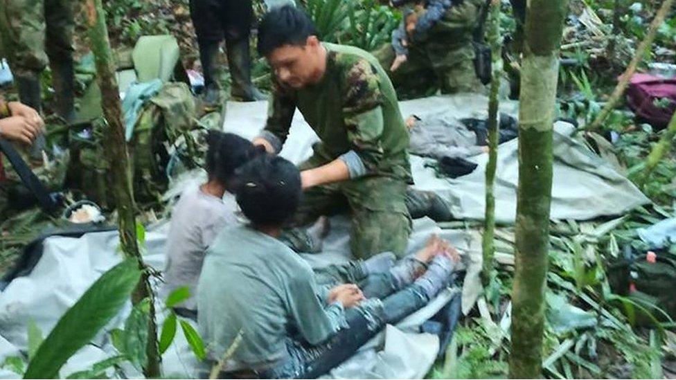 Di Colombian Military share foto of di children for jungle