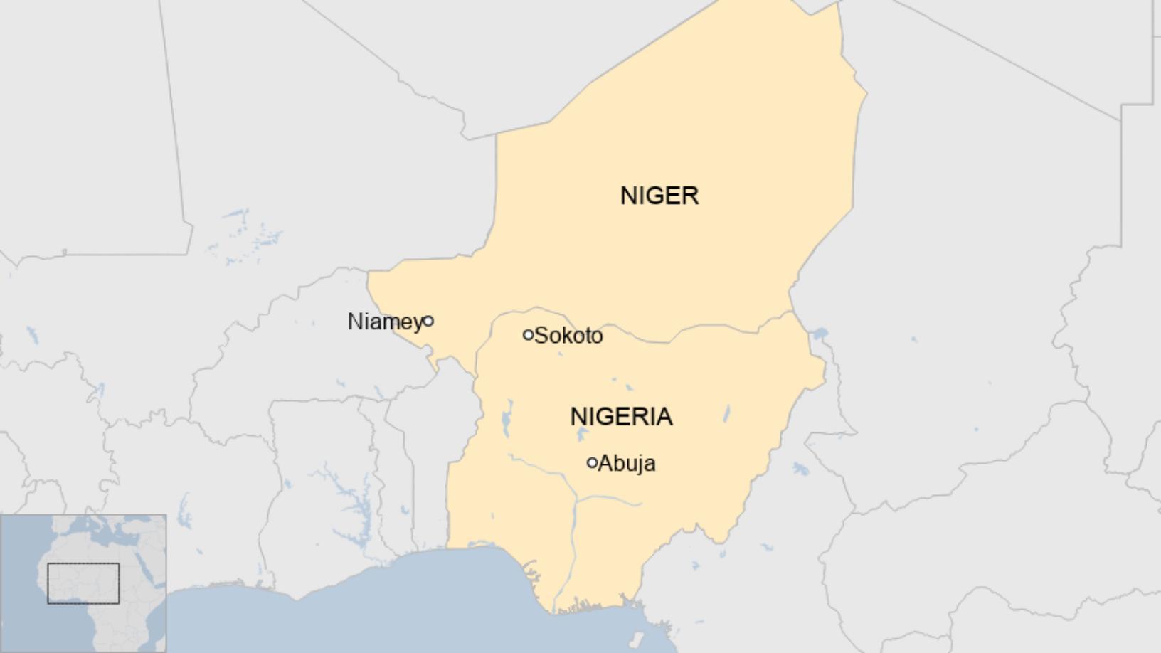 Map of Nigeria and Niger