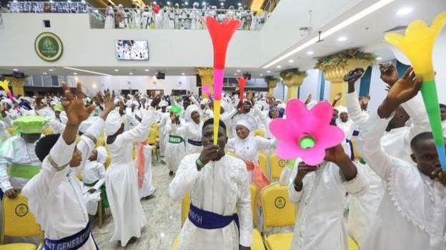 Church goers celebrate di new year for Nigeria