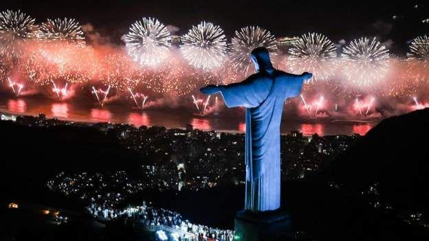 Fireworks light up Rio de Janeiro for Brazil