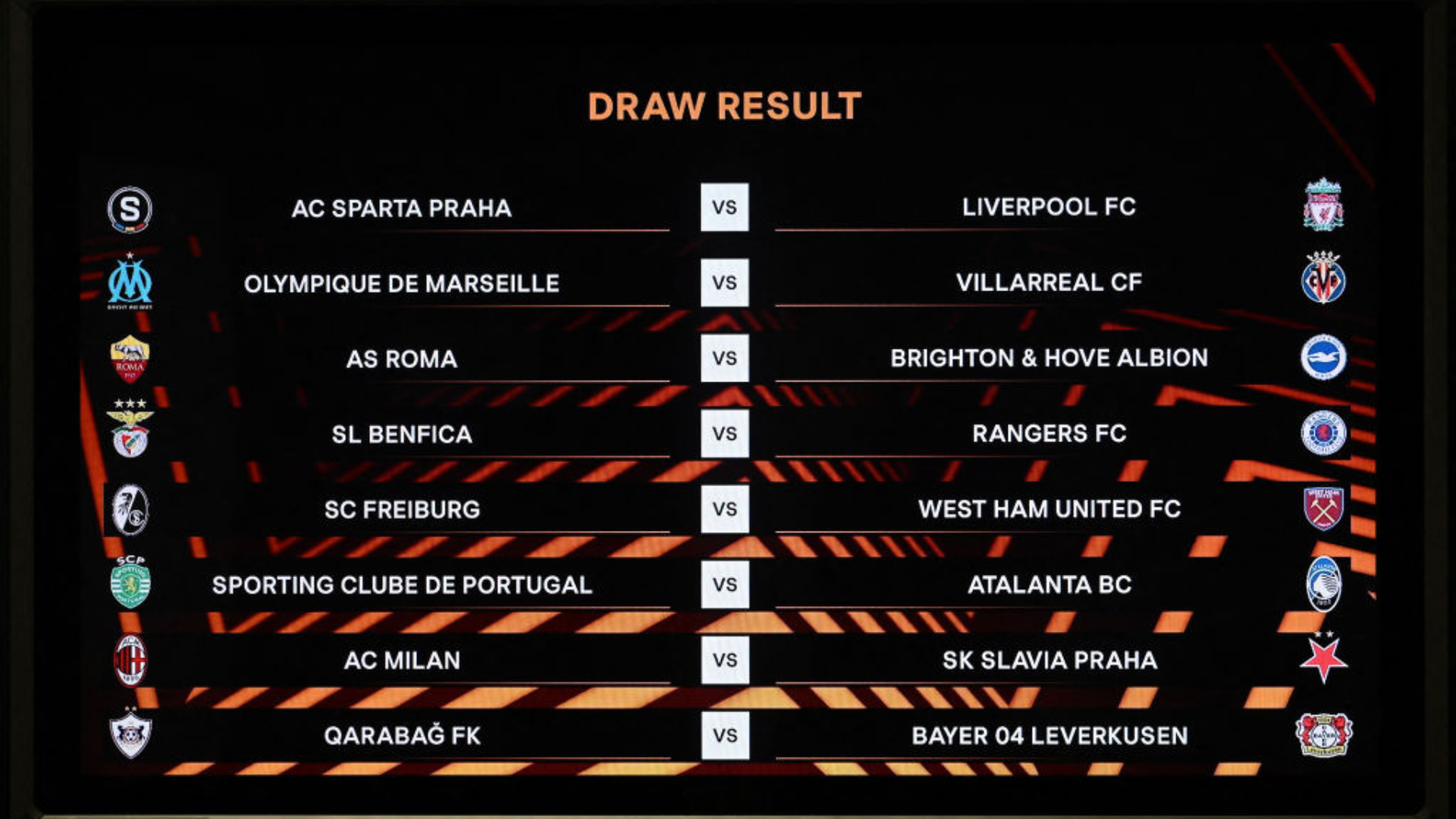 Screengrab of draw result