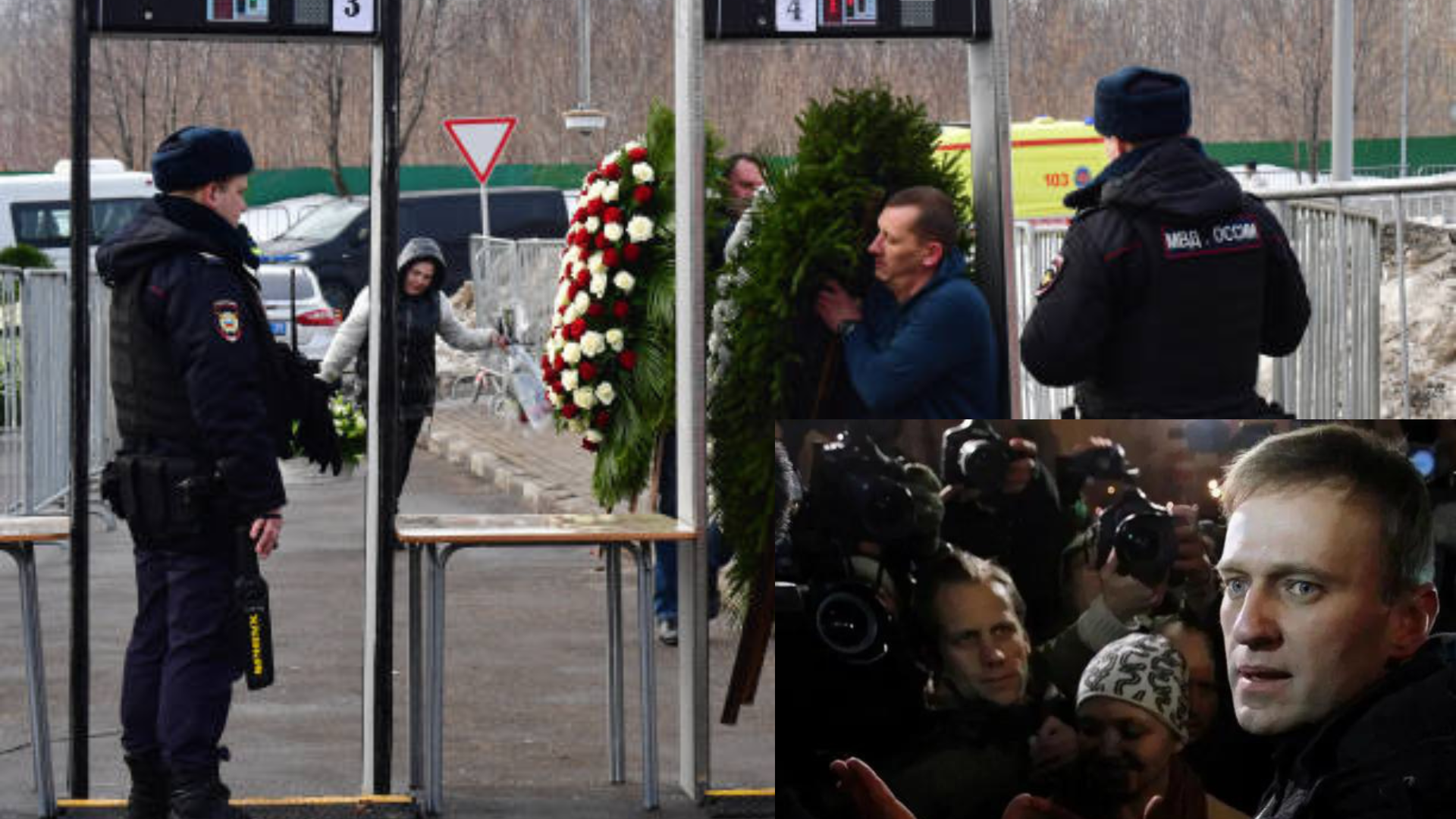 Collage fotos from Navalny burial