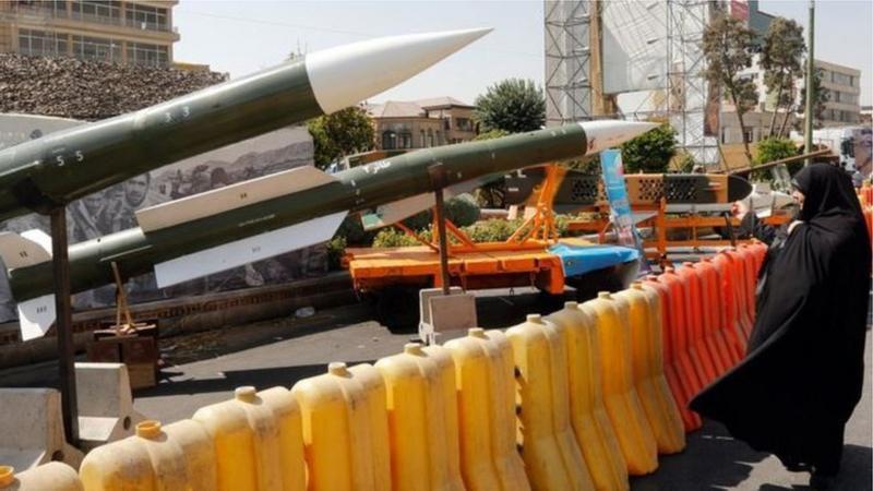 Iranian missiles dey on display