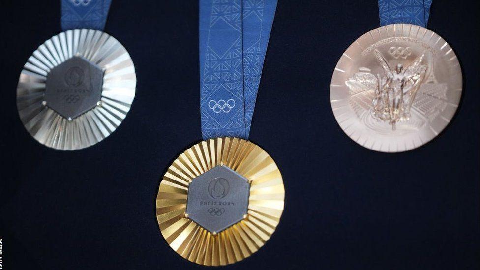 Di Chaumet-designed Paris 2024 Olympic gold, silver and bronze medals 