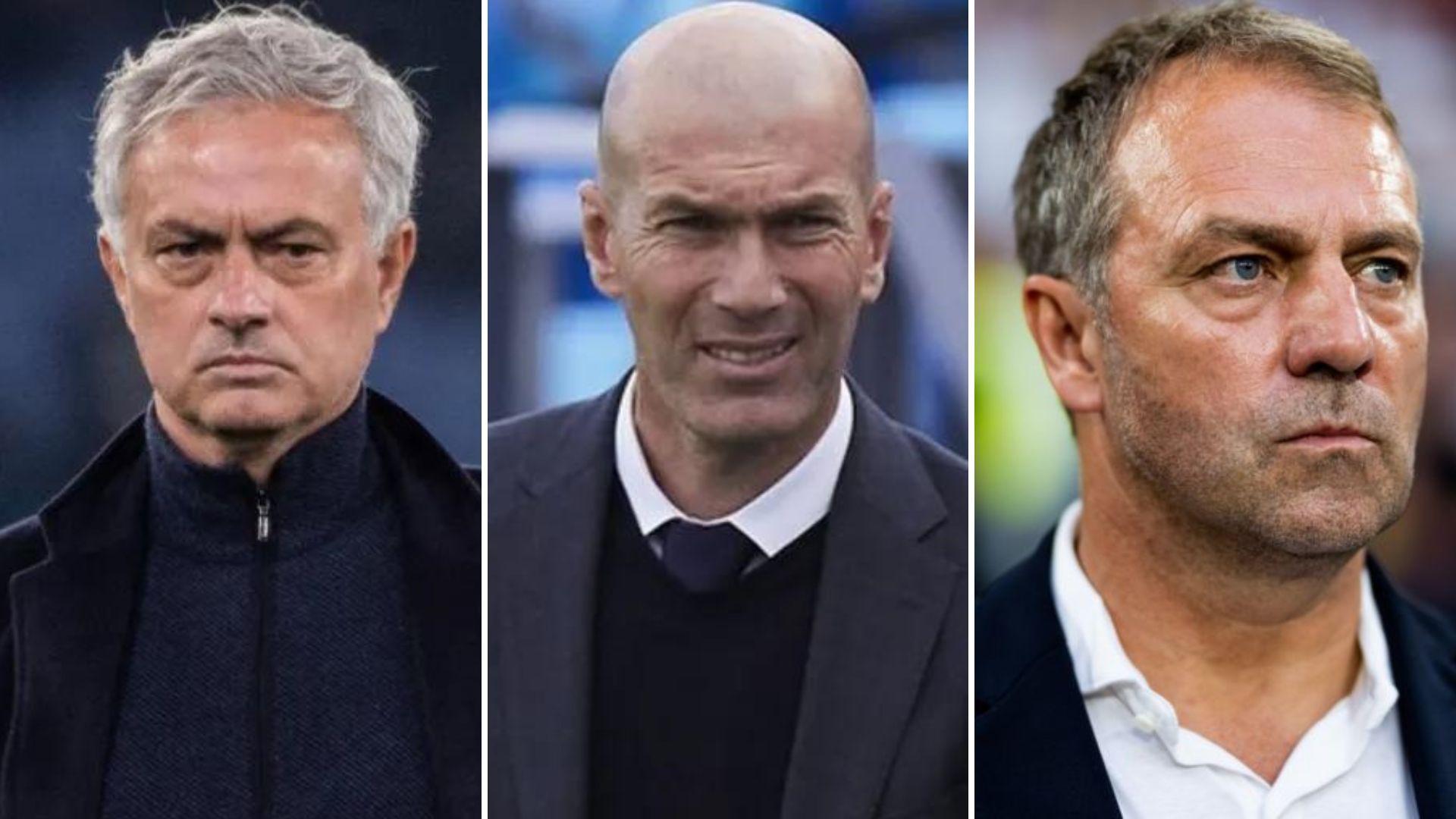 Jose Mourinho, Zinedine Zidane, and Hans Flick