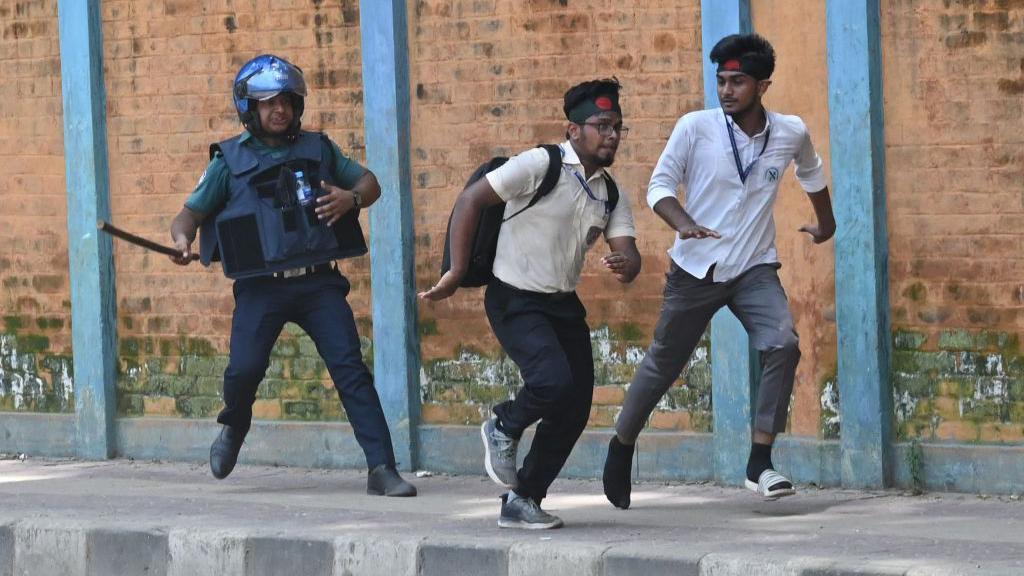 police and protesters