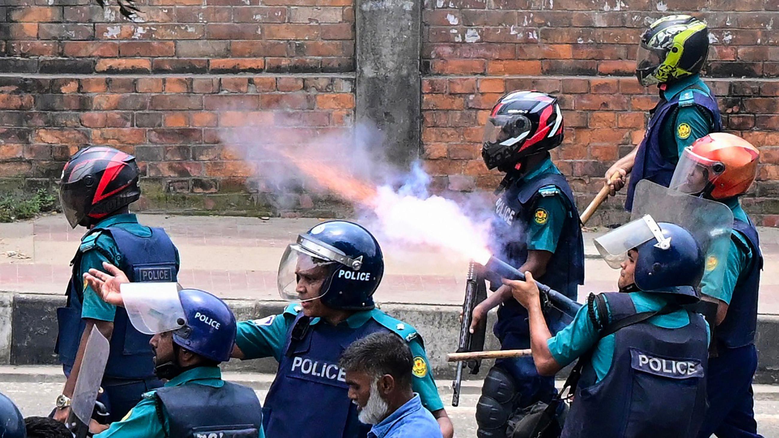 Police and protesters