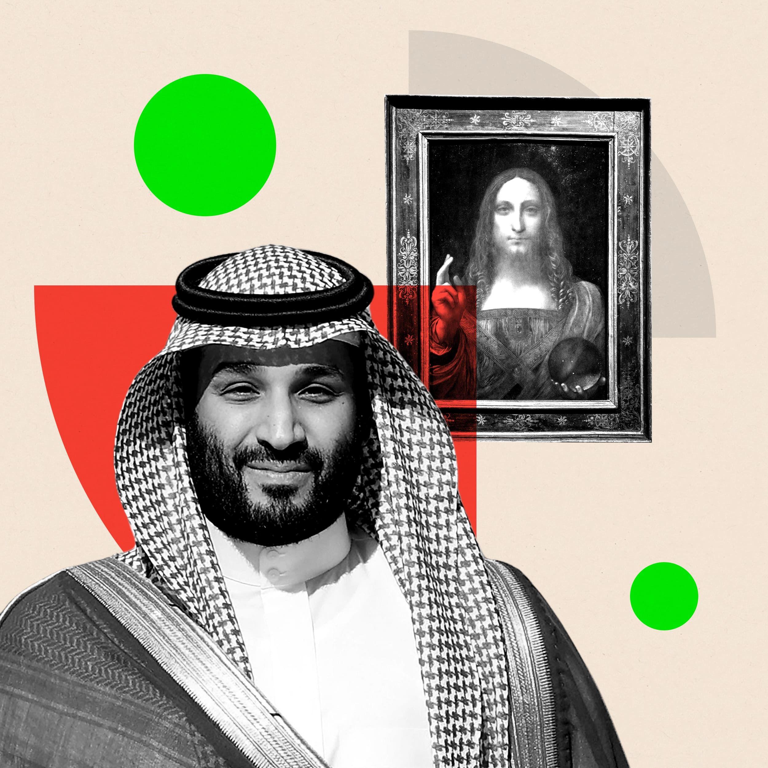 Montage image show Mohammed bin Salman alongside di Salvator Mundi