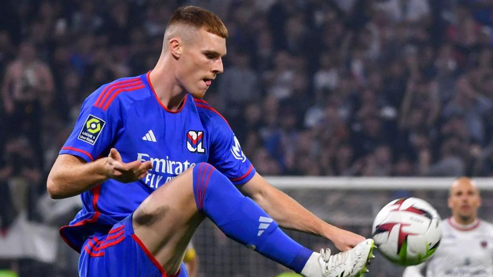 Jake O'Brien in action for Lyon