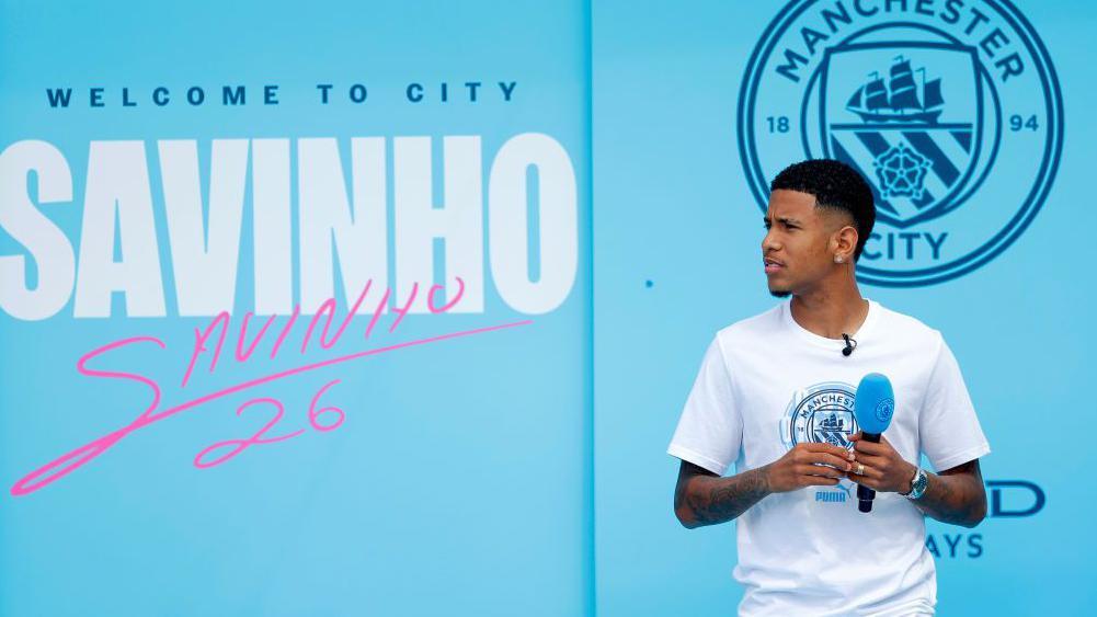 Savinho is introduced as a new Manchester City signing