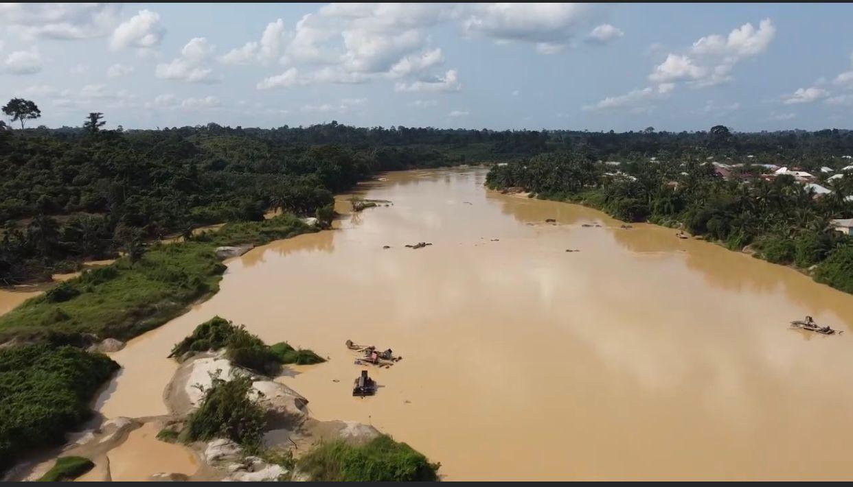 Foto of one of di country polluted waterbodies due to illegal mining