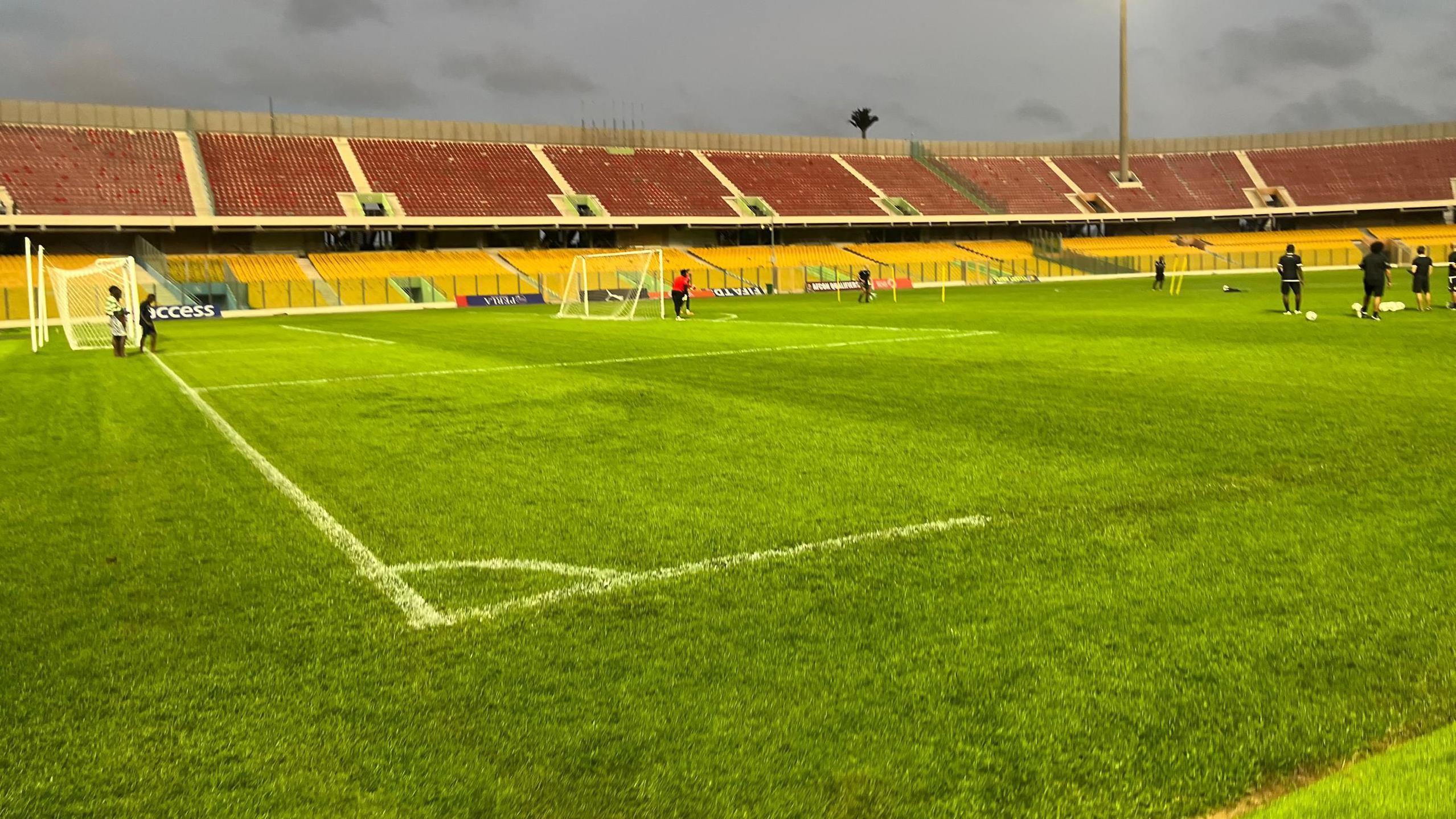 pitchside view of the accra sports stadium