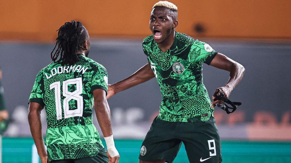 Ademola Lookman and Victor Osimhen celebrate goal for Nigeria for di 2023 Africa Cup of Nations